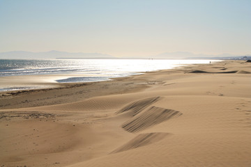 The Amazing sandy beach in Gruissan in the Aude department, France