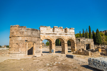 Hierapolis/ Pamukkale ancient Roman city. Turkey landmarks.