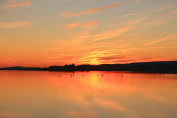 Amazing Sunset in Villeneuve les Maguelone, a seaside resort in the south of Montpellier, Herault, France