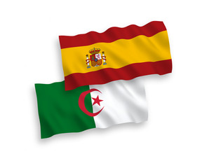 Flags of Algeria and Spain on a white background