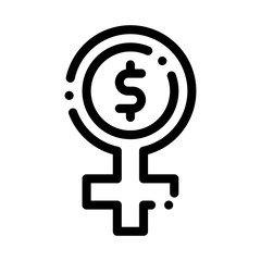 Woman Dollar Mark Icon Vector. Outline Woman Dollar Mark Sign. Isolated Contour Symbol Illustration