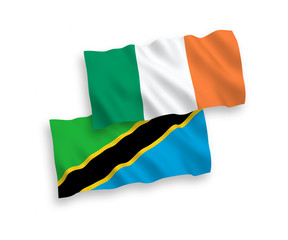Flags of Ireland and Tanzania on a white background