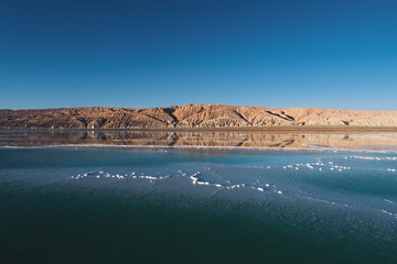 aerial view of a salt lake in northwest of China