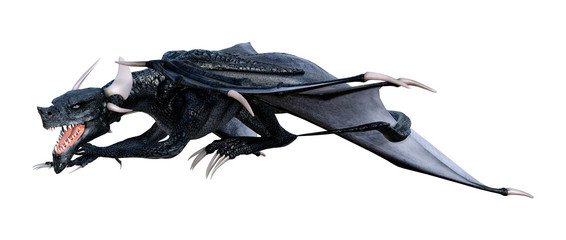 3D Rendering Fairy Tale Dragon on White