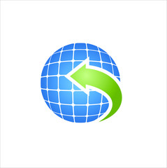 Fototapeta premium sun solar tech energy logo concept. Recycle sun solar green energy illustration