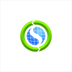 sun solar tech energy logo concept. Recycle sun solar green energy illustration