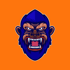 head  of gorilla ape logo