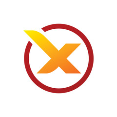 red yellow orange energy color letter x circle logo design