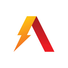 triangle red arrow font letter lightning electric energy logo design