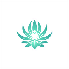 Yoga design vector concept. Human meditation in lotus flower vector illustration