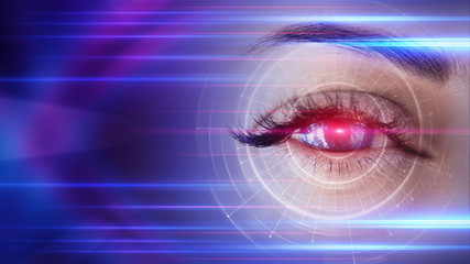 Dark blue abstract background with ultraviolet neon glow, blurry