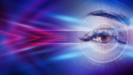 Dark blue abstract background with ultraviolet neon glow, blurry