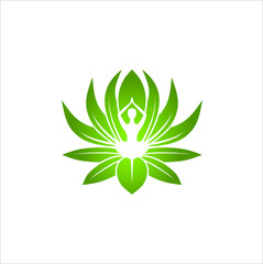 Yoga design vector concept. Human meditation in lotus flower vector illustration