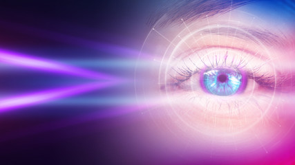 Dark blue abstract background with ultraviolet neon glow, blurry