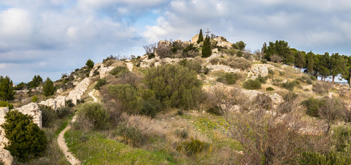 Fototapeta na wymiar Panorama du château de Leucate (ruines)