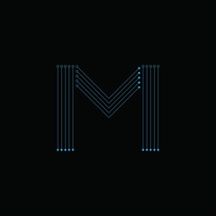 Letter M Logo Icon Design With Circuit Shape. Initial M luxury logo design with blue color for your business.