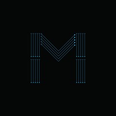 Letter M Logo Icon Design With Circuit Shape. Initial M luxury logo design with blue color for your business.