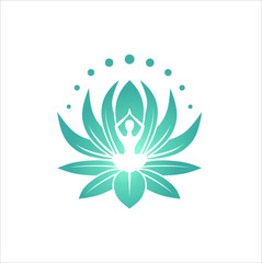 Yoga design vector concept. Human meditation in lotus flower vector illustration