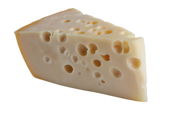 Piece of cheese isolated on white