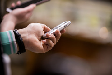 Abstract man in a suit and tie speaks to reporters