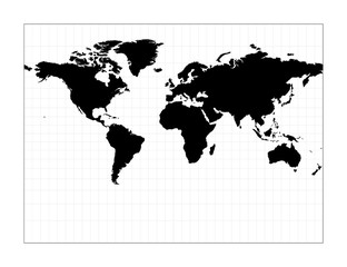 World map with latitude lines. Miller cylindrical projection. Plan world geographical map with graticlue lines. Vector illustration.