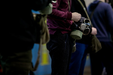 Man with protective mask and protective clothes, coronavirus protection