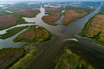Aerial photo of jiulongkou wetland, Yancheng City, Jiangsu Province, China