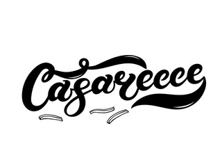 Casarecce. The name of the type of pasta in Italian. Hand drawn lettering. Vector illustration. Illustration is great for restaurant or cafe menu design.