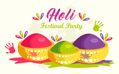 Colors in bowl, Beautiful happy holi festival vector background
