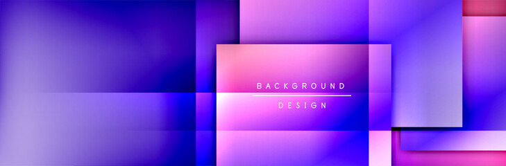 Square shapes composition geometric abstract background. 3D shadow effects and fluid gradients. Modern overlapping forms