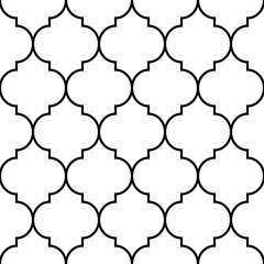 Black and white seamless pattern. Abstract geometric pattern in arabic style. Simple vector seamless design for background, paper, textile, wallpaper. Traditional ornament