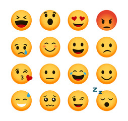 Emoticon icons set. Emoji vector. Smileys 3d.