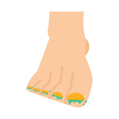 Fungus on legs. Nail disease. Toe infection. vector illustration
