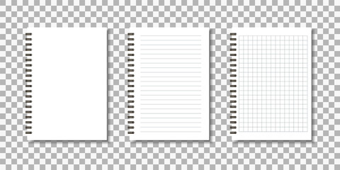 Set of notepad. Notebook sheets. Vector illustration.