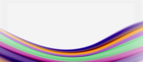 Wave lines abstract background, smooth silk design with rainbow style colors. Liquid fluid color waves. Vector Illustration