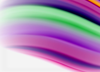 Wave lines abstract background, smooth silk design with rainbow style colors. Liquid fluid color waves. Vector Illustration