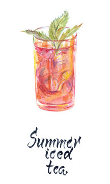 Illustration of glass of summer iced tea