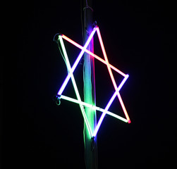 blur colors of fluorescent light colorful in dark