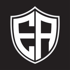 EA Logo monogram with shield shape isolated on outline design template
