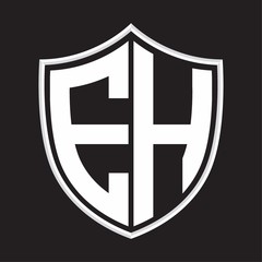 EH Logo monogram with shield shape isolated on outline design template