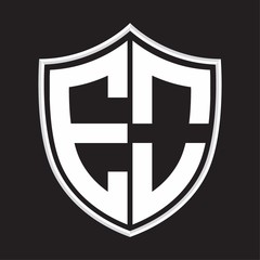 EO Logo monogram with shield shape isolated on outline design template