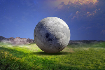 moon on the earth. photo manipulation