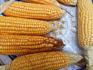 Fresh Sweet Corns On Plate