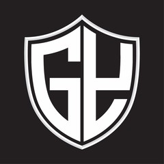 GY Logo monogram with shield shape isolated on outline design template