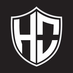 HO Logo monogram with shield shape isolated on outline design template
