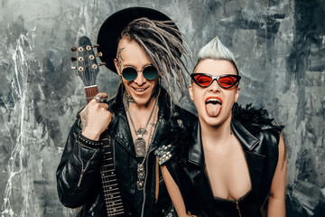 two stylish punk people