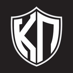 KN Logo monogram with shield shape isolated on outline design template