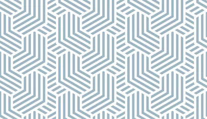Keuken foto achterwand Blauw wit Abstract geometrisch patroon met strepen, lijnen. Naadloze vectorachtergrond. Wit en blauw ornament. Eenvoudig rooster grafisch ontwerp