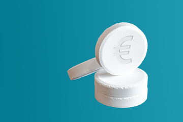 Pills with Euro sign engraved