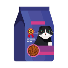 food for cat in bag isolated icon vector illustration design